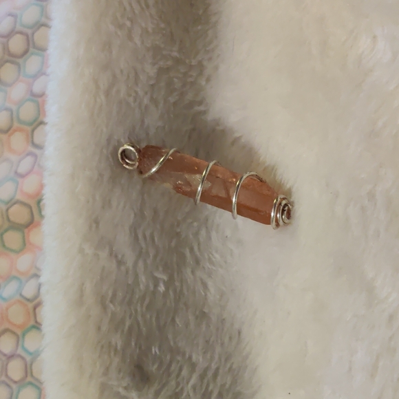 Tangerine Quartz Crystal Point Pendant - Picture 7 of 11